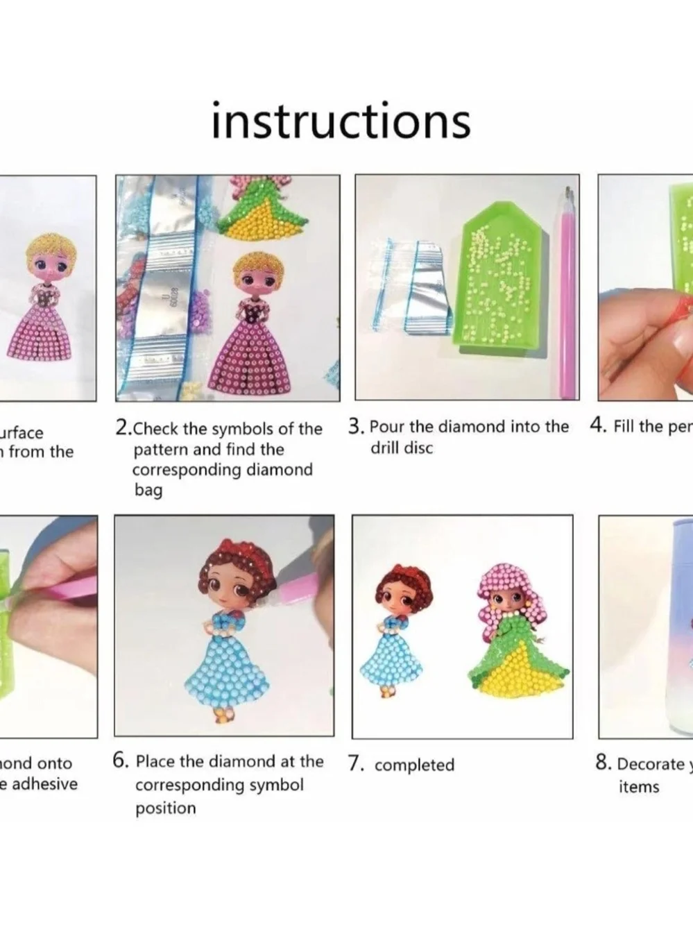 Princess & Fairy Diamond Art Stickers 2 Sheets, 24 Characters